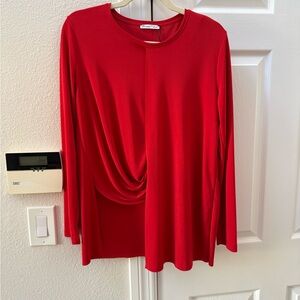 Zara Red Long-Sleeve Twist-Front Tee